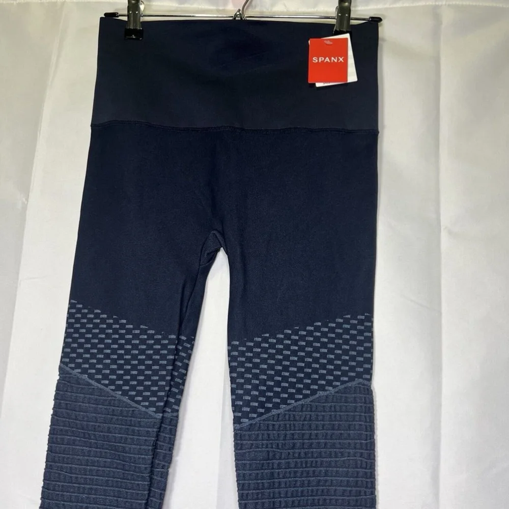 Spanx Women's Look At Me Now Seamless Moto Leggings Indigo Sky Sz L